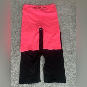 Calvin Klein Perfomance Ribbed high waist Pink and Black bike shorts